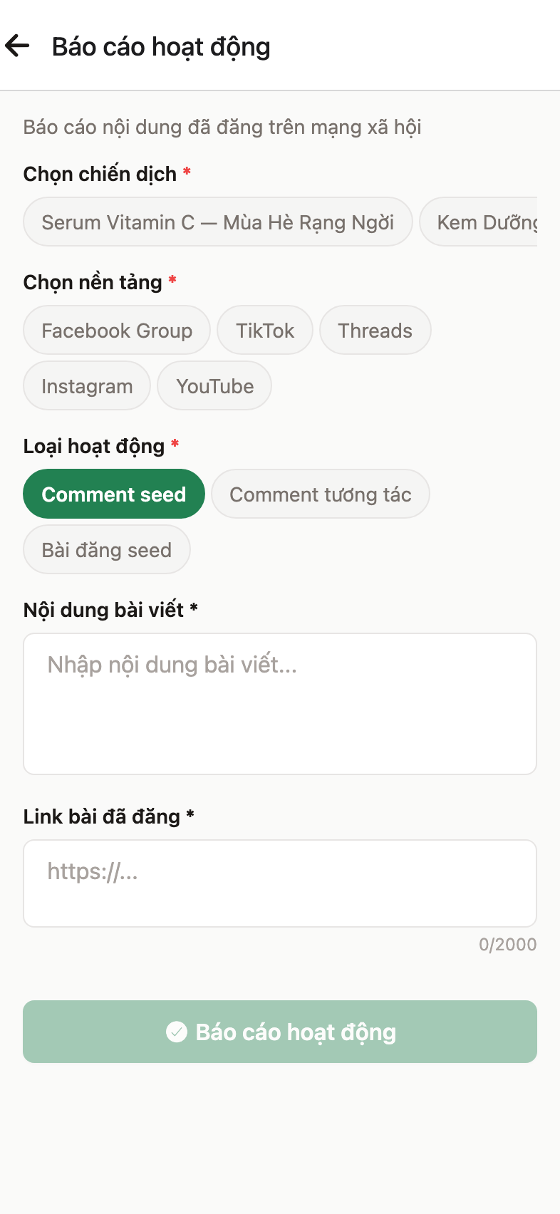 Nộp báo cáo
